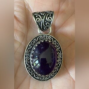 Elegant Amethyst & 925 Sterling Silver Necklace Pendant